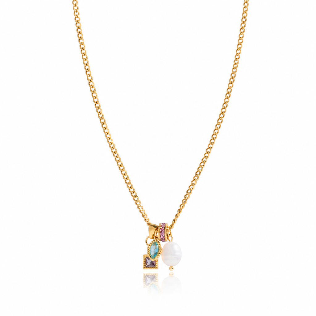 Aurelia Pearl & Crystal Charm Necklace