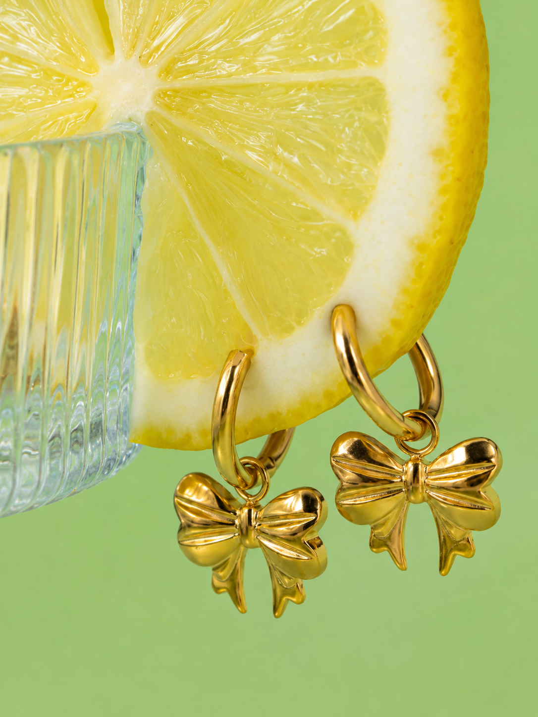 Elara Gold Bow Hoop Earrings