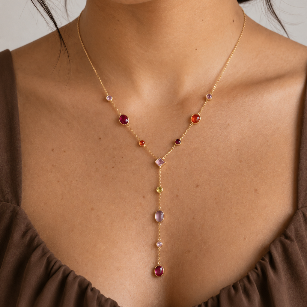 Sienna Multicolor Y-Drop Necklace