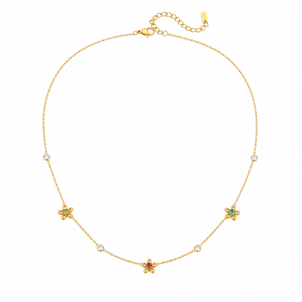Elara Floral Crystal Chain Necklace