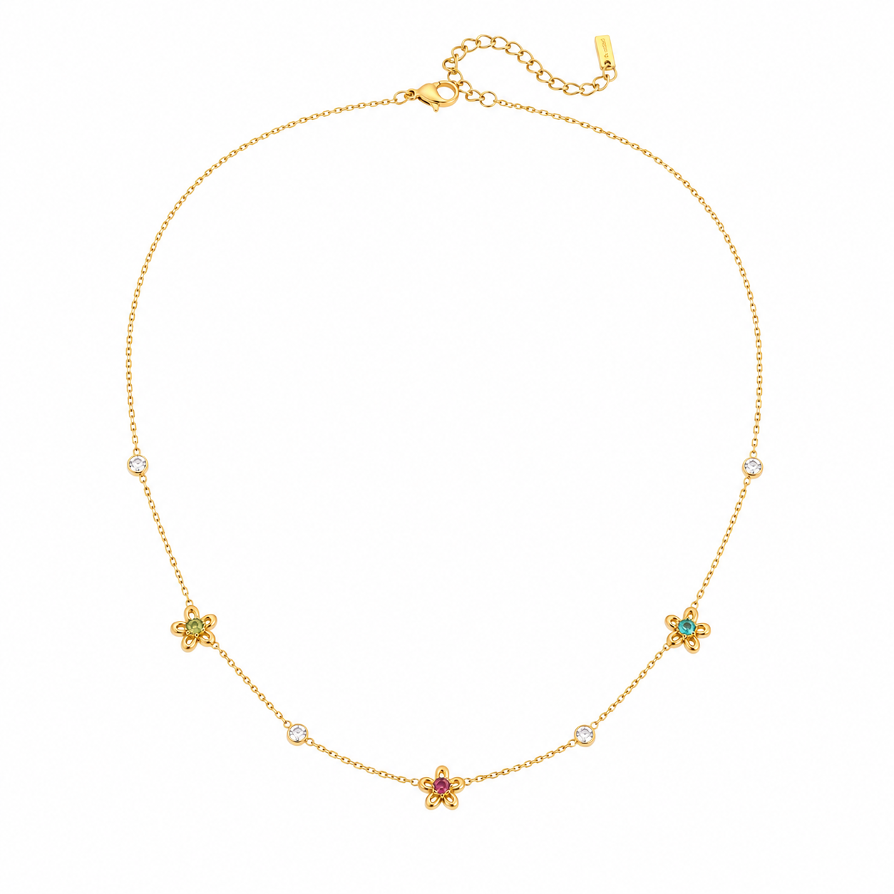 Elara Floral Crystal Chain Necklace