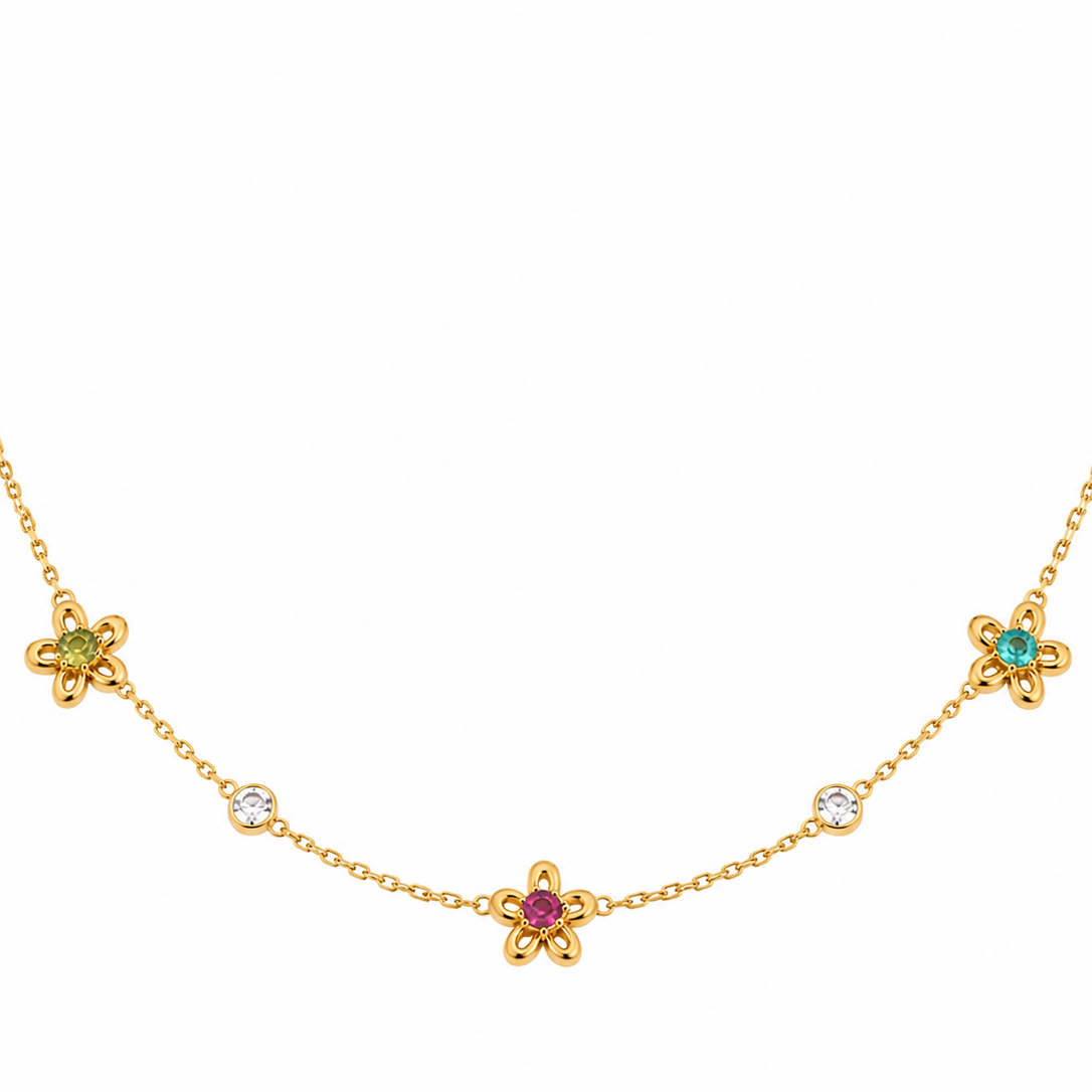 Elara Floral Crystal Chain Necklace