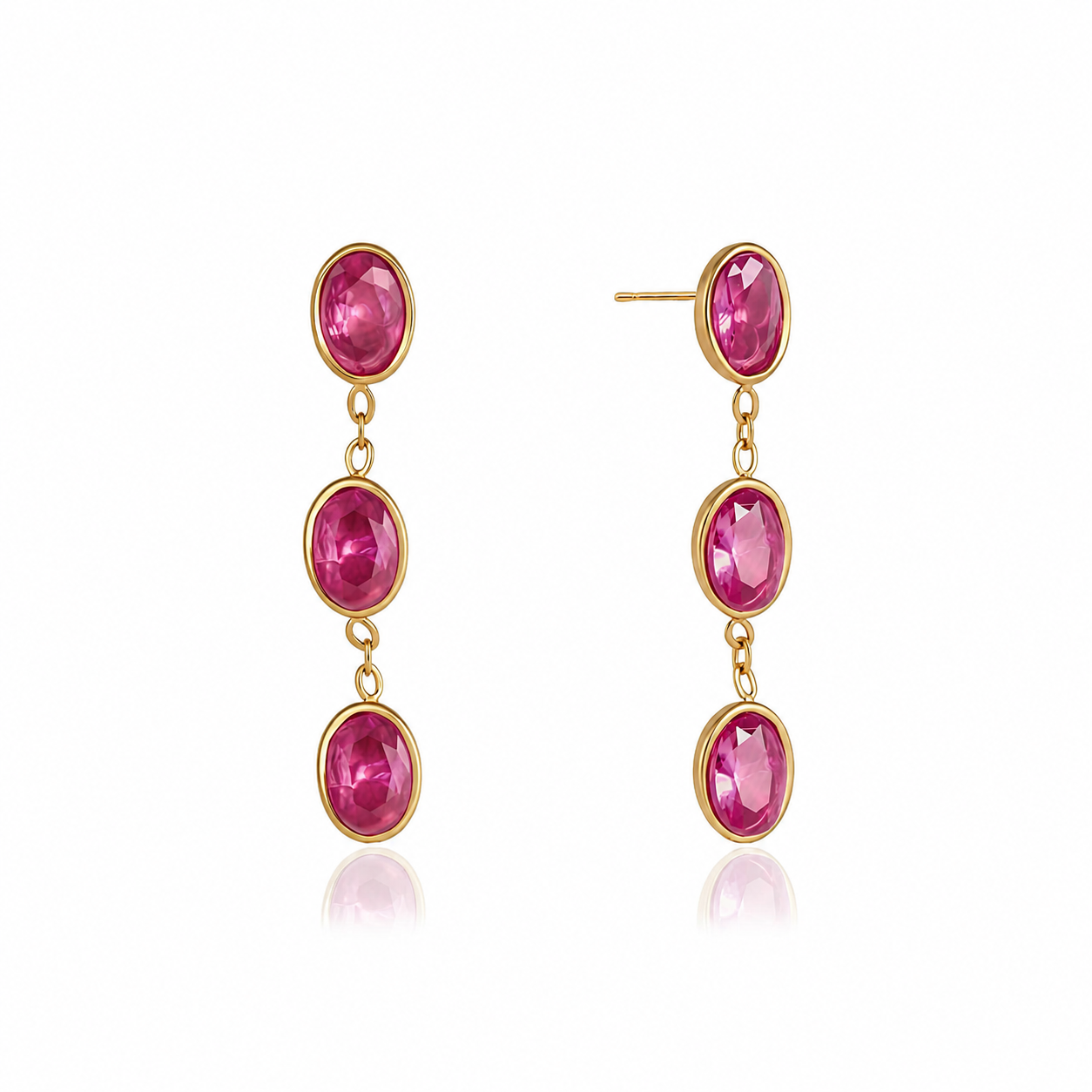 Amara Pink Gemstone Drop Earrings