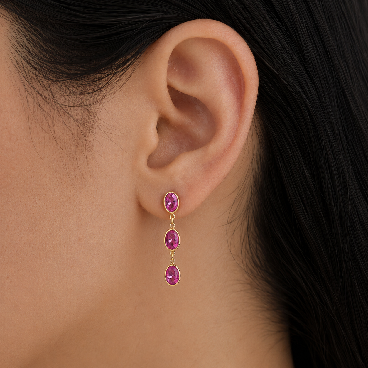 Amara Pink Gemstone Drop Earrings