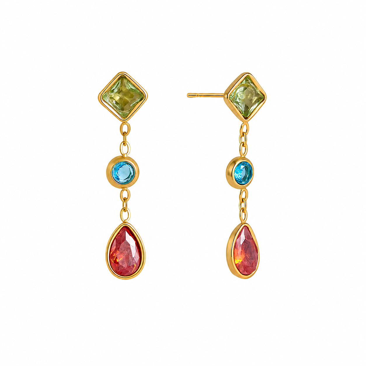 Luna Blue & Pink Gemstone Drop Earrings