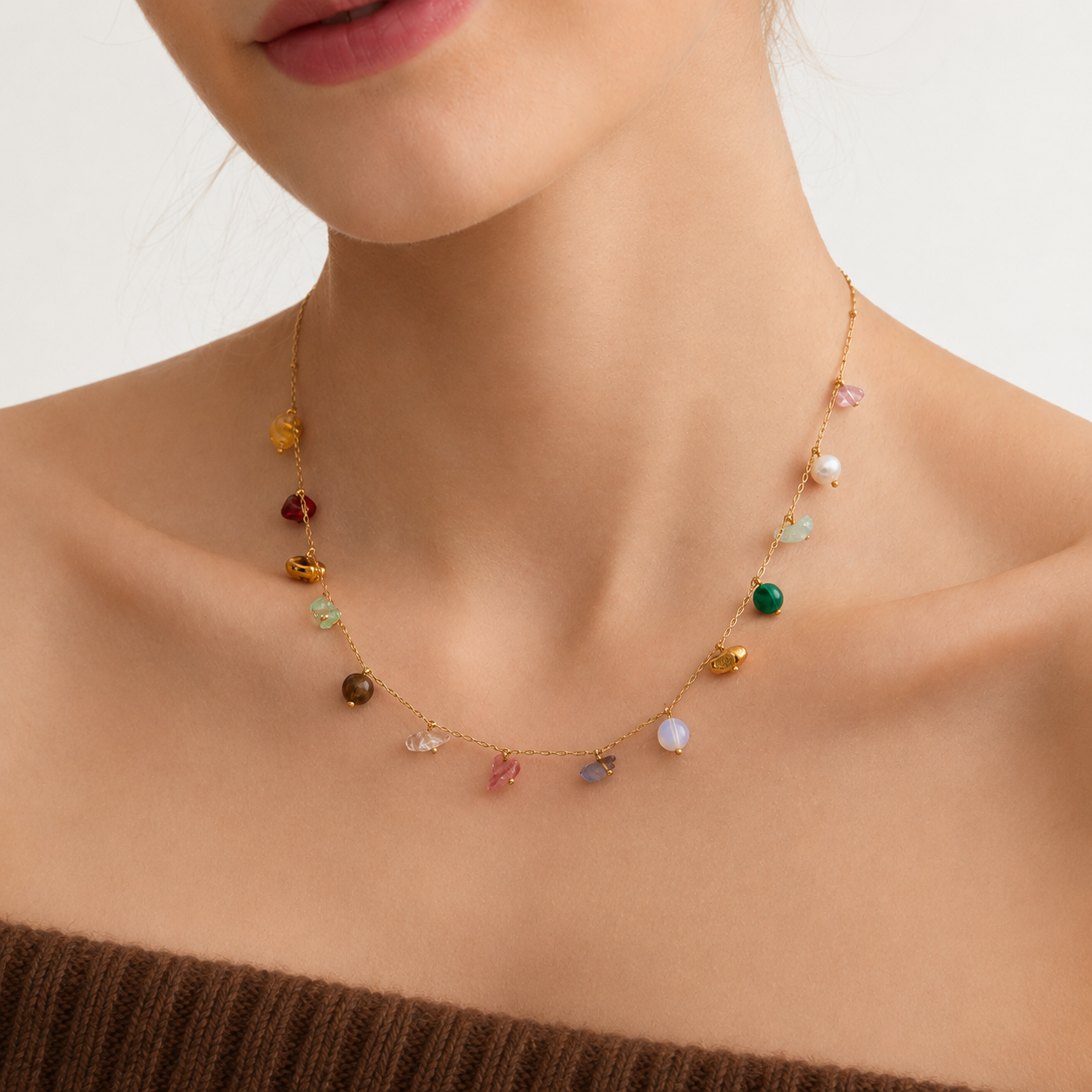 Isla Natural Stone Charm Necklace