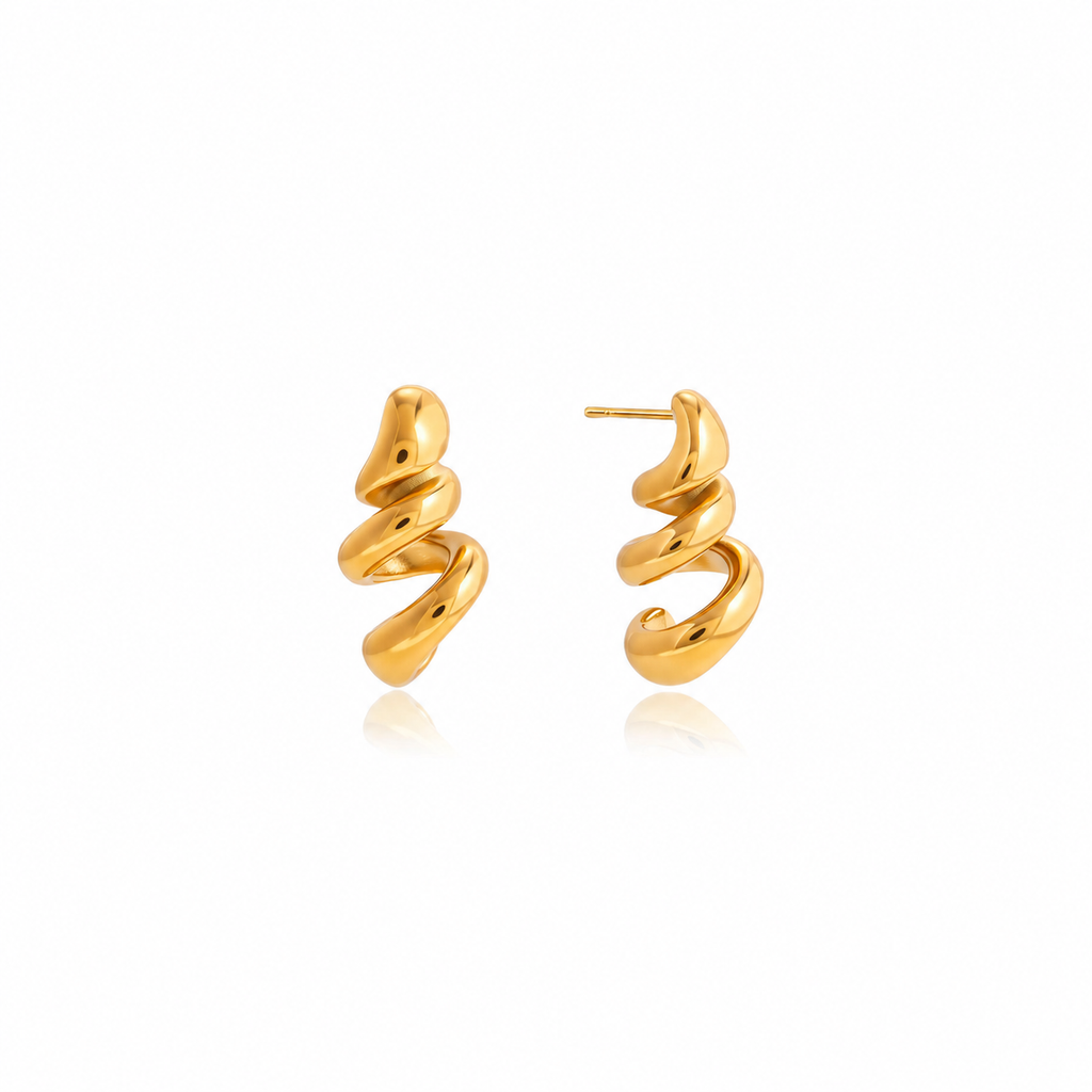 Serena Sculptural Gold Statement Earrings
