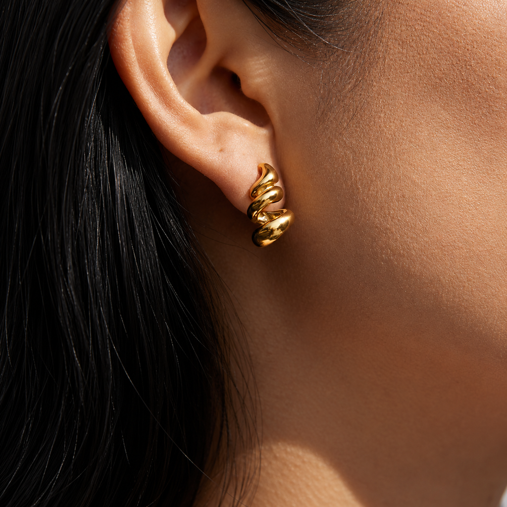 Serena Sculptural Gold Statement Earrings