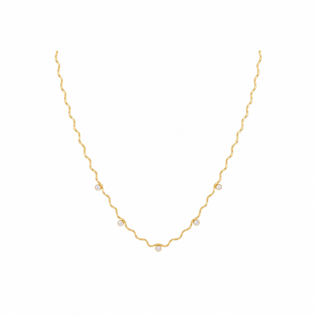 Clara Wavy CZ Gold Necklace