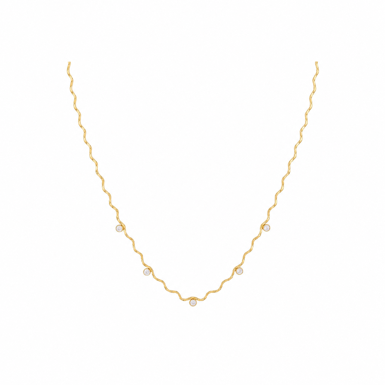 Clara Wavy CZ Gold Necklace