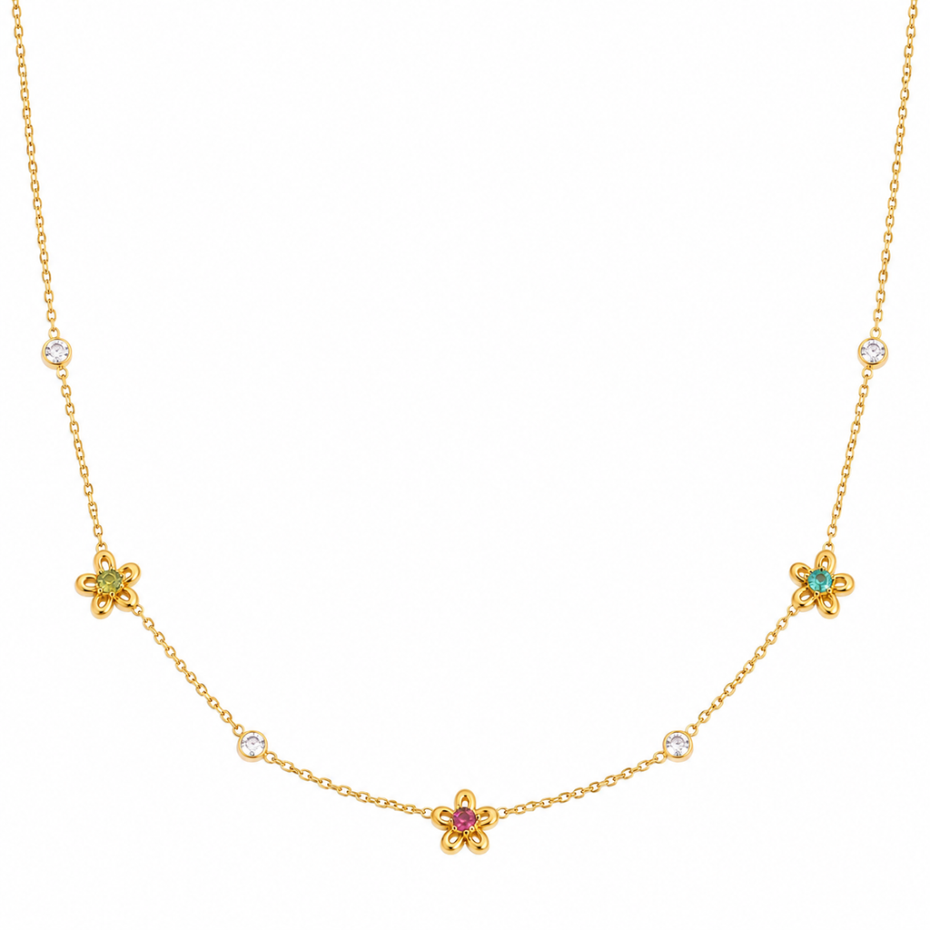 Elara Floral Crystal Chain Necklace