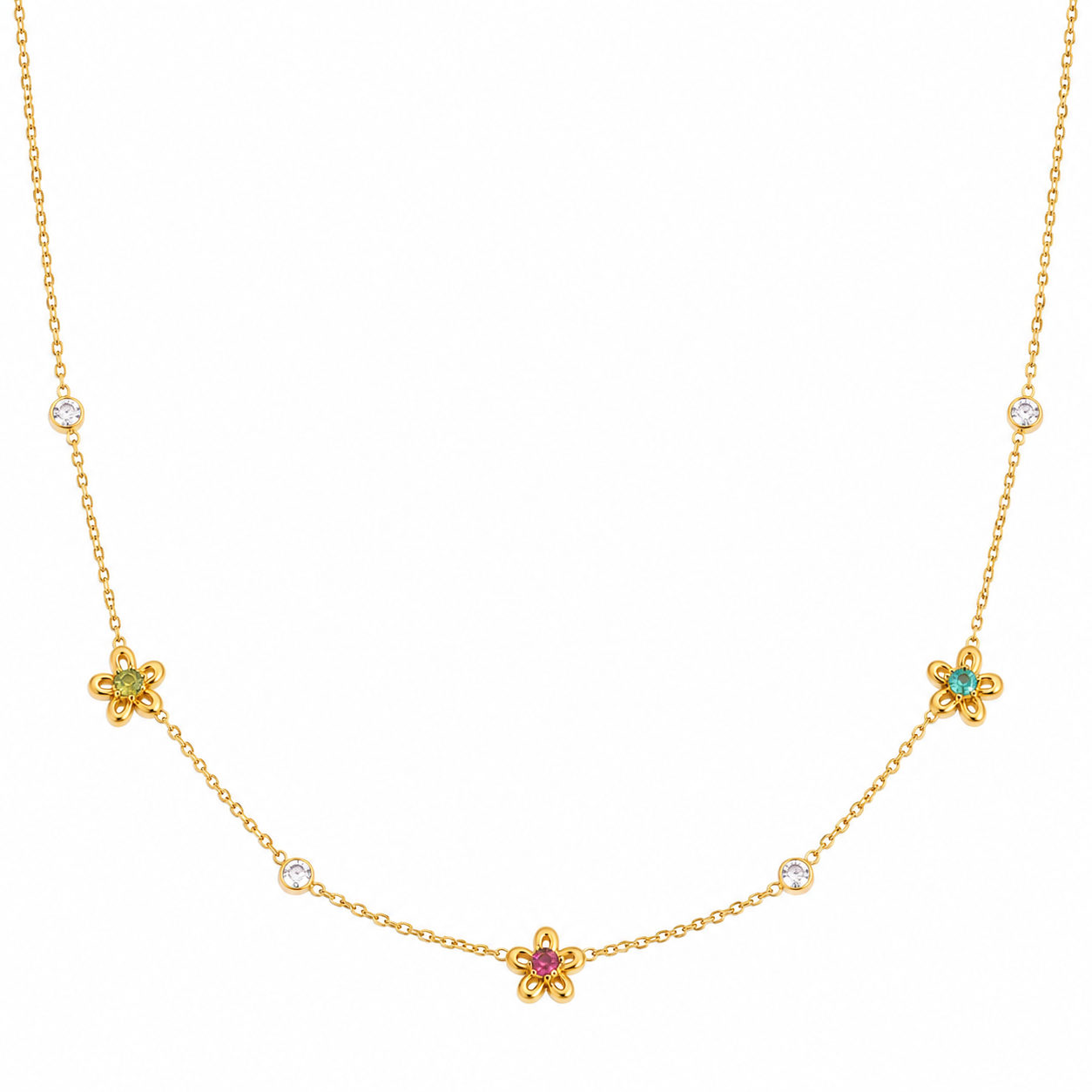 Elara Floral Crystal Chain Necklace