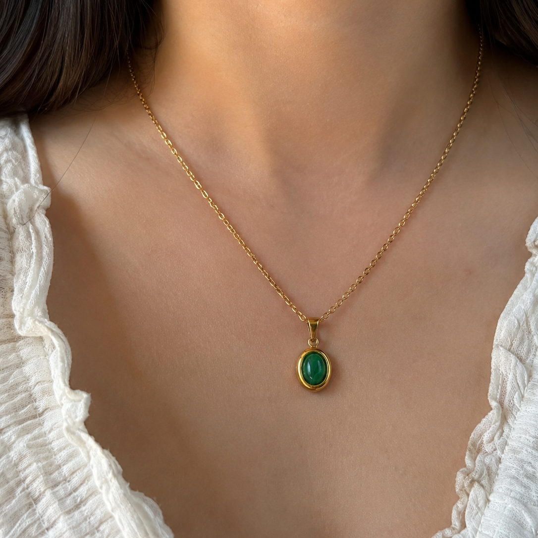 Odette Emerald Oval Necklace