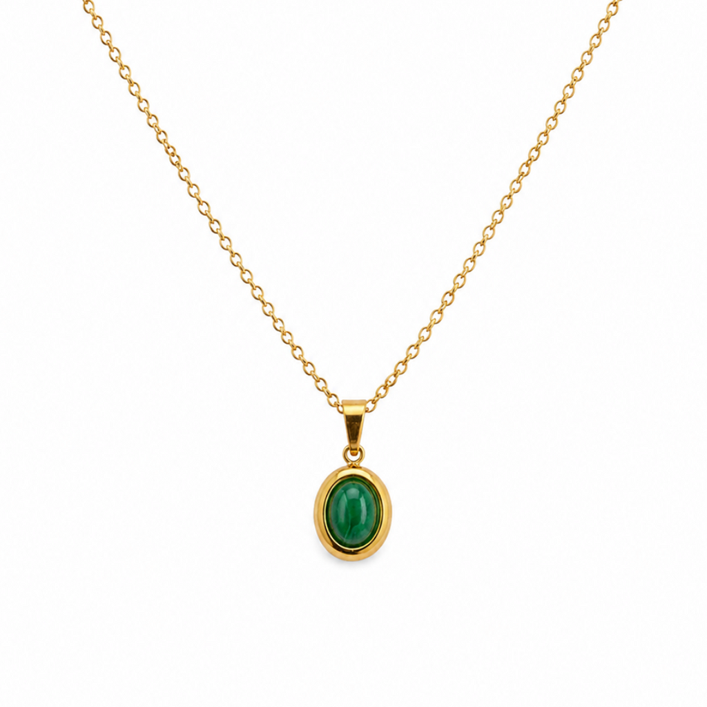 Odette Emerald Oval Necklace
