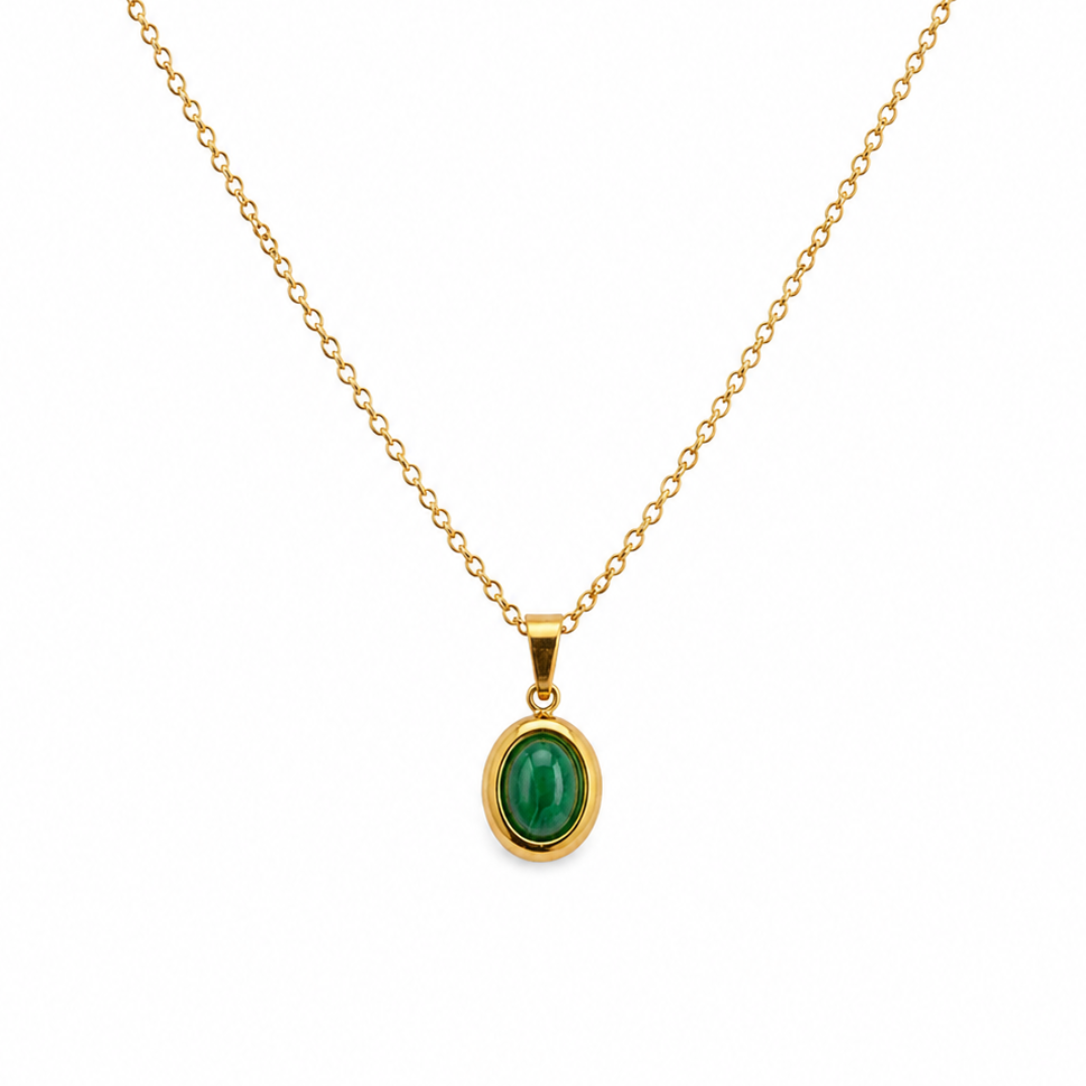 Odette Emerald Oval Necklace