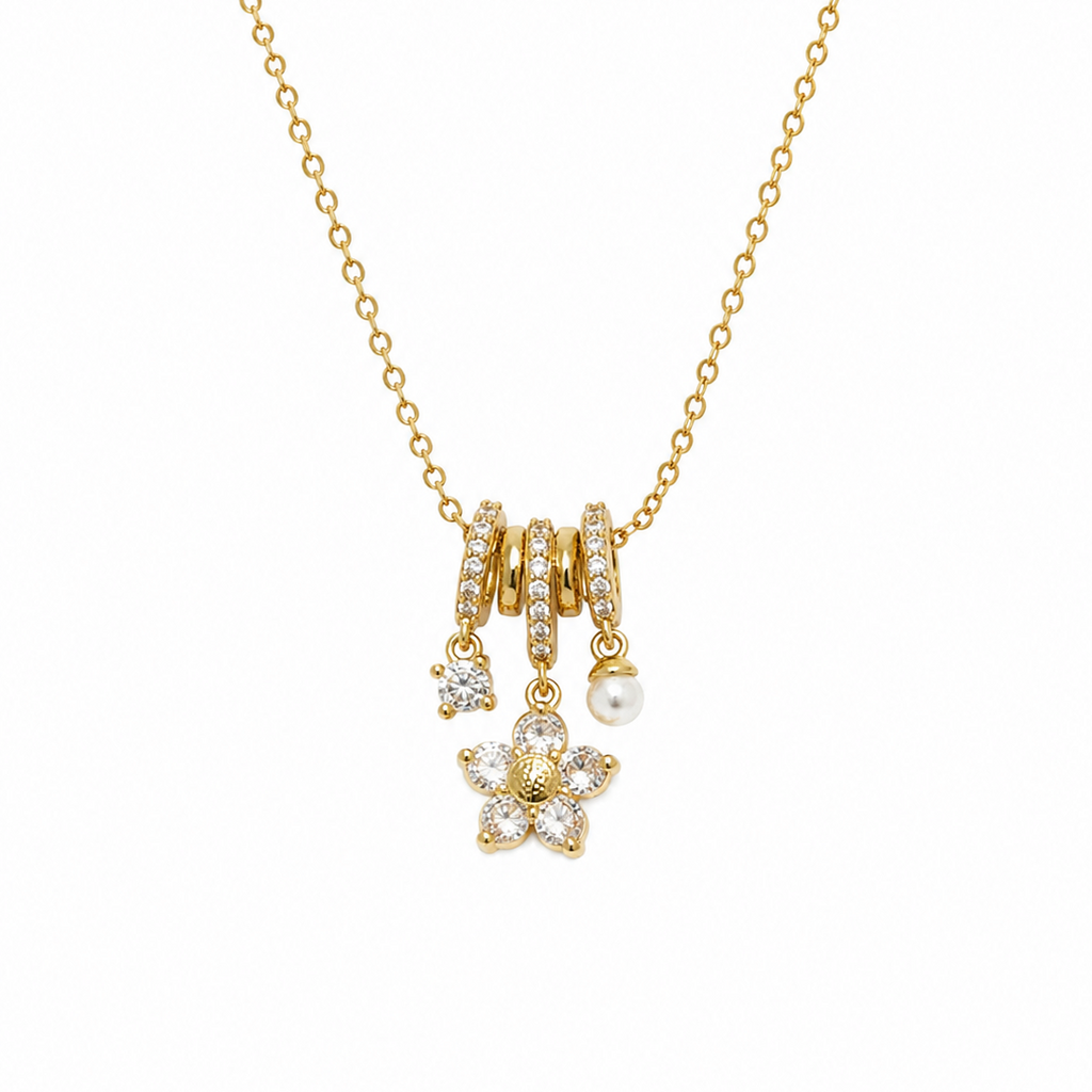 Dahlia Charm Cluster Necklace