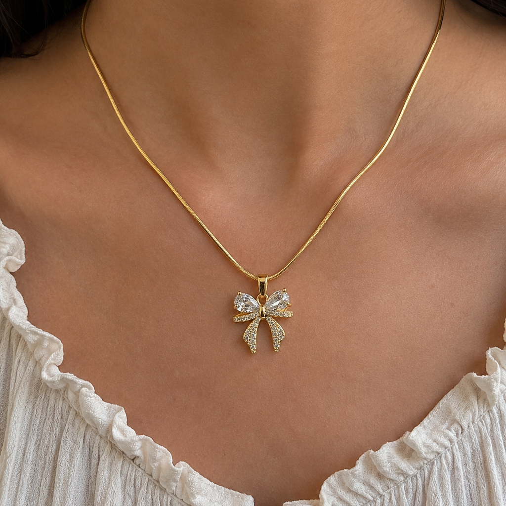 Celeste Crystal Bow Necklace