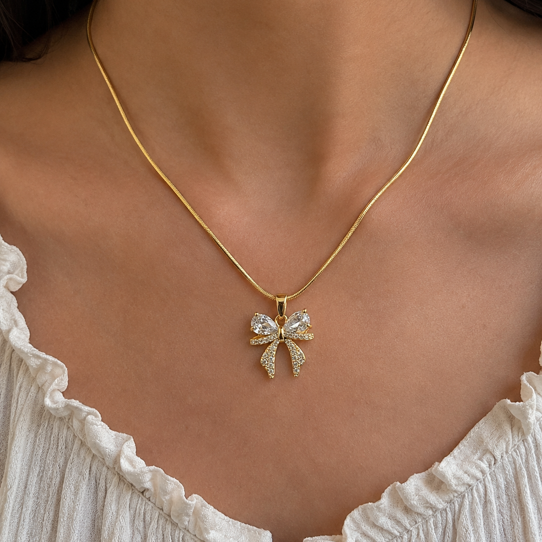 Celeste Crystal Bow Necklace