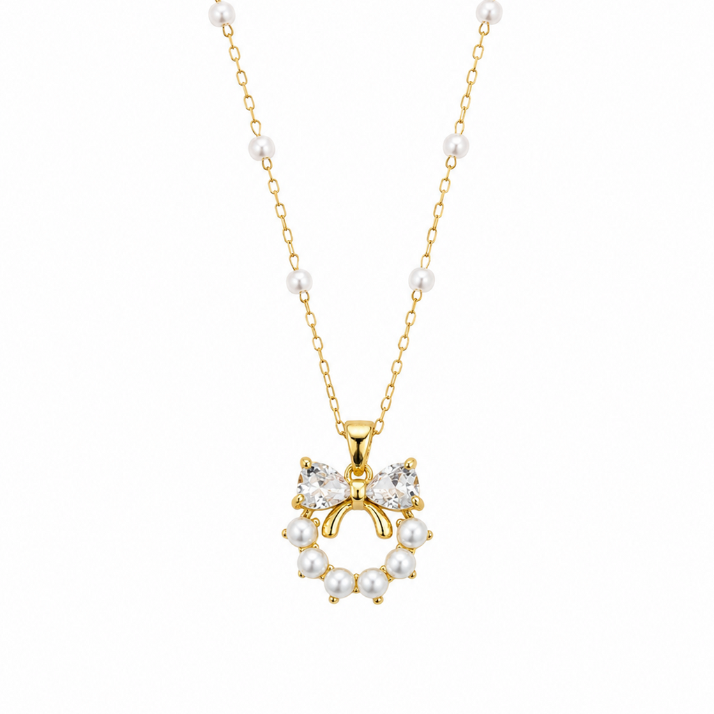Aurielle Pearl Bow Wreath Necklace