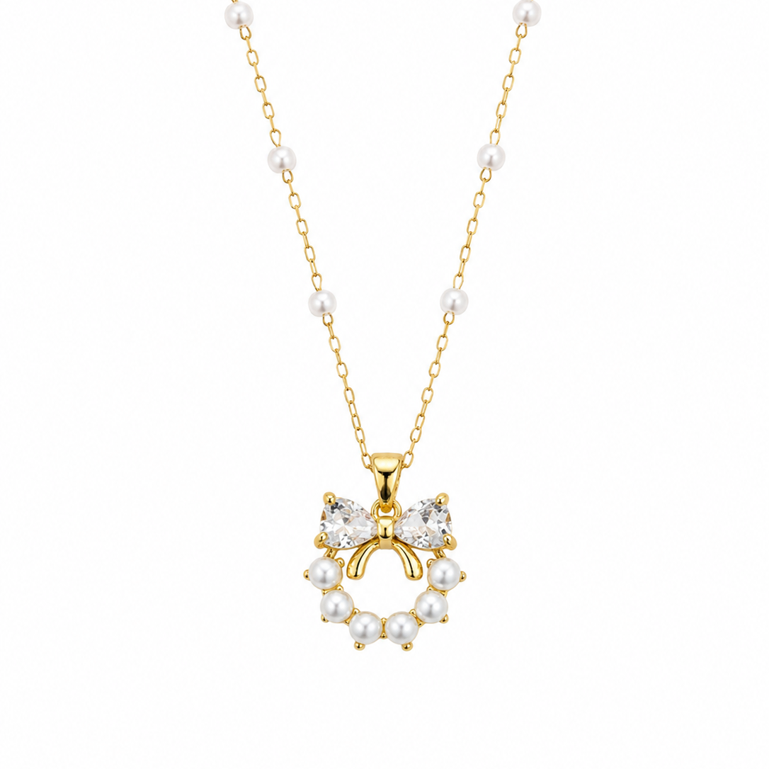 Aurielle Pearl Bow Wreath Necklace