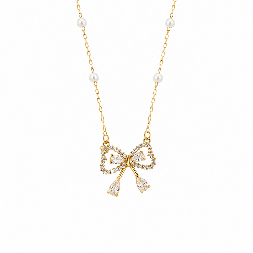Seraphina Pearl Bow Necklace