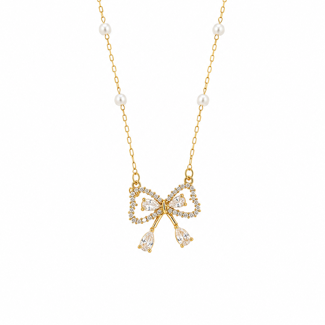 Seraphina Pearl Bow Necklace