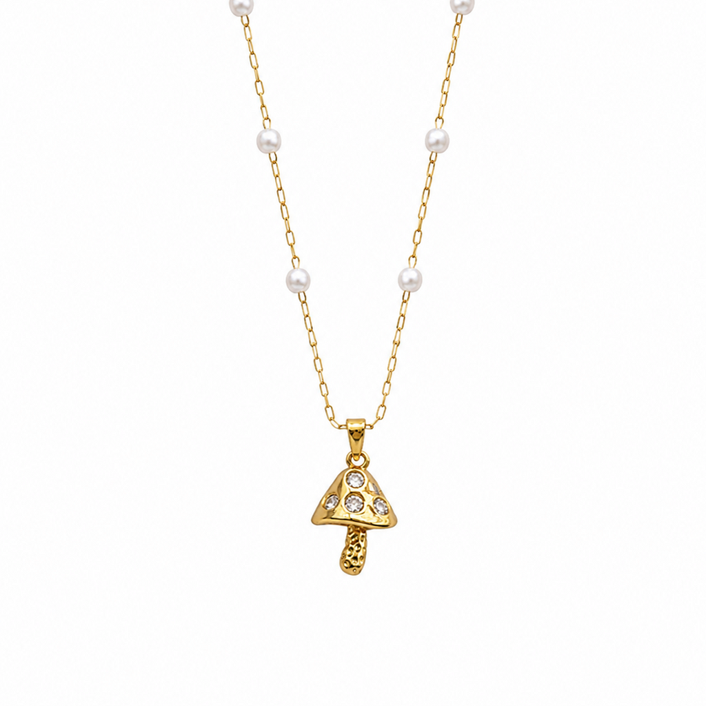 Lunara Pearl Mushroom Necklace