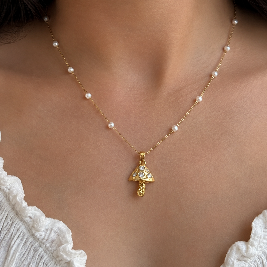 Lunara Pearl Mushroom Necklace