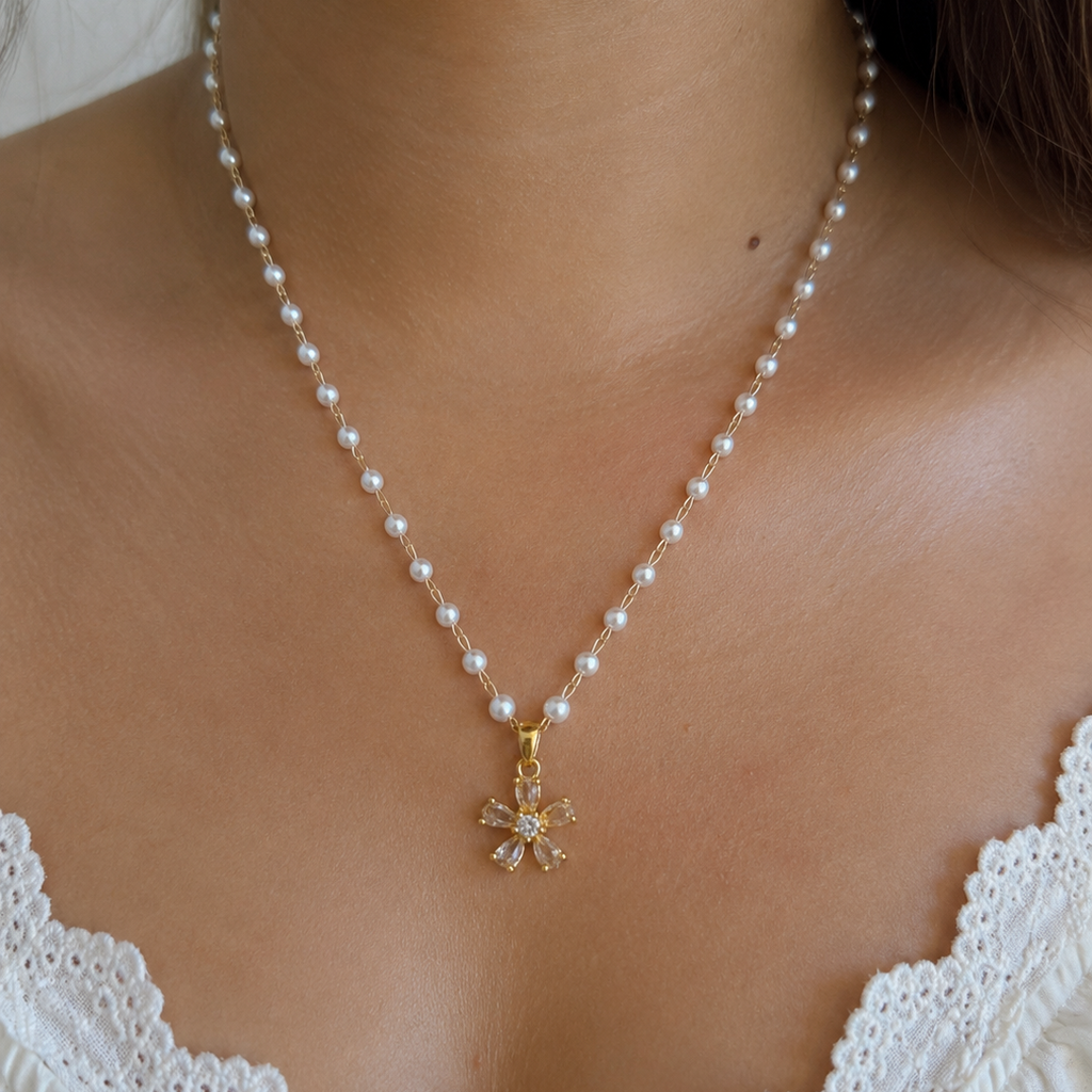 Elara Pearl Blossom Necklace