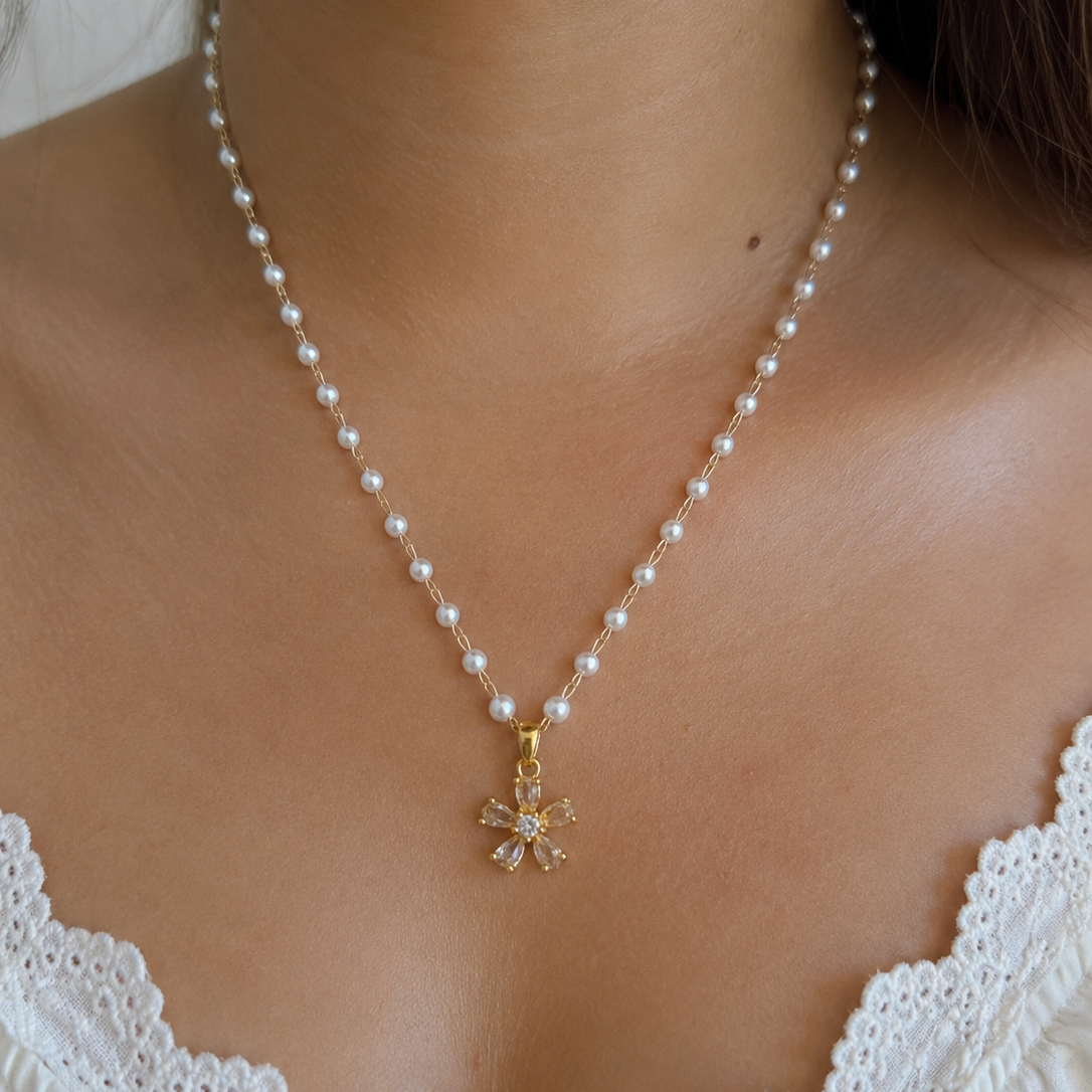 Elara Pearl Blossom Necklace