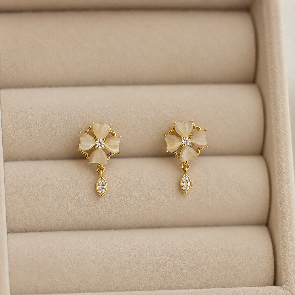 Ivory Blossom Drop Earrings