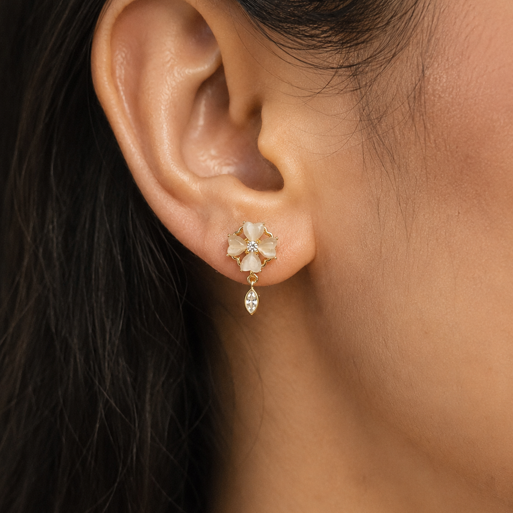 Ivory Blossom Drop Earrings