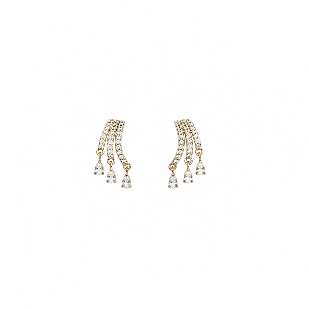 Valer Triple Curve Tassel Earrings