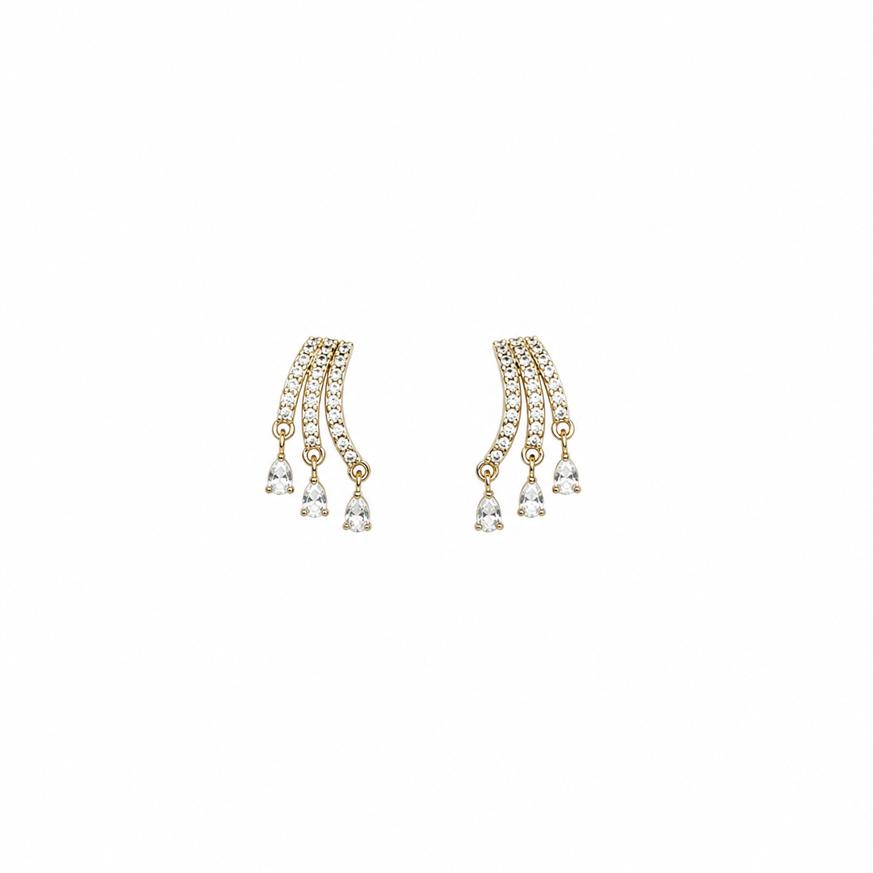 Valer Triple Curve Tassel Earrings