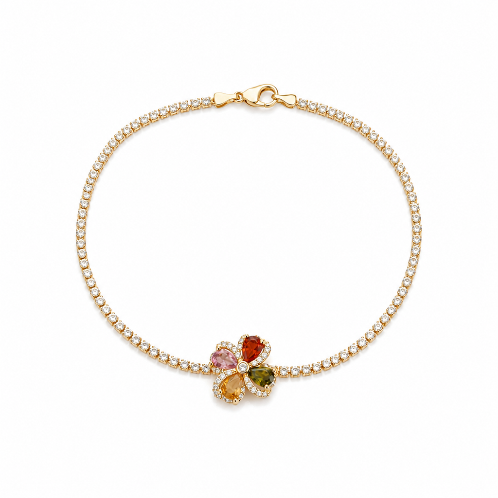 Zayla Rainbow Flower Tennis Bracelet