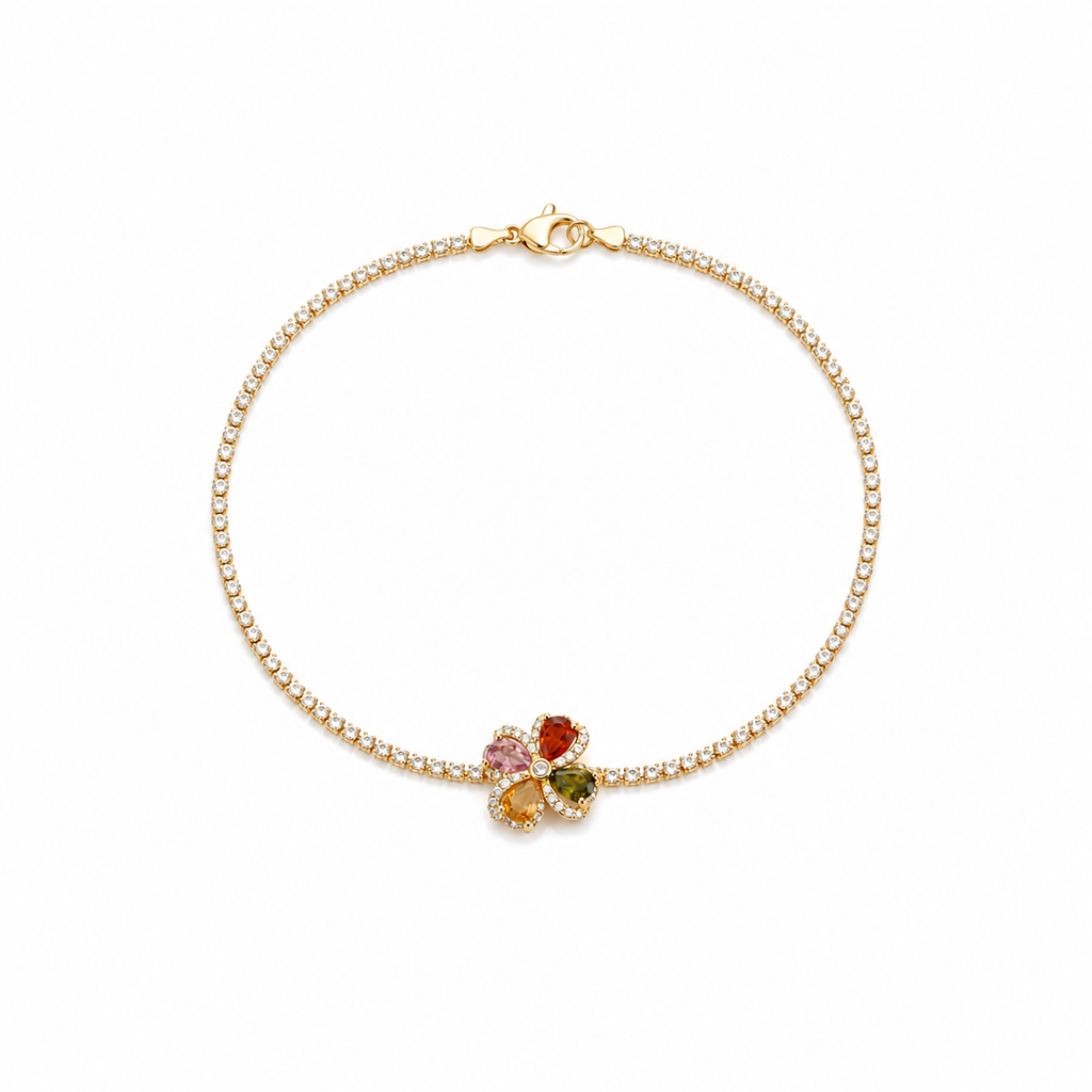Zayla Rainbow Flower Tennis Bracelet