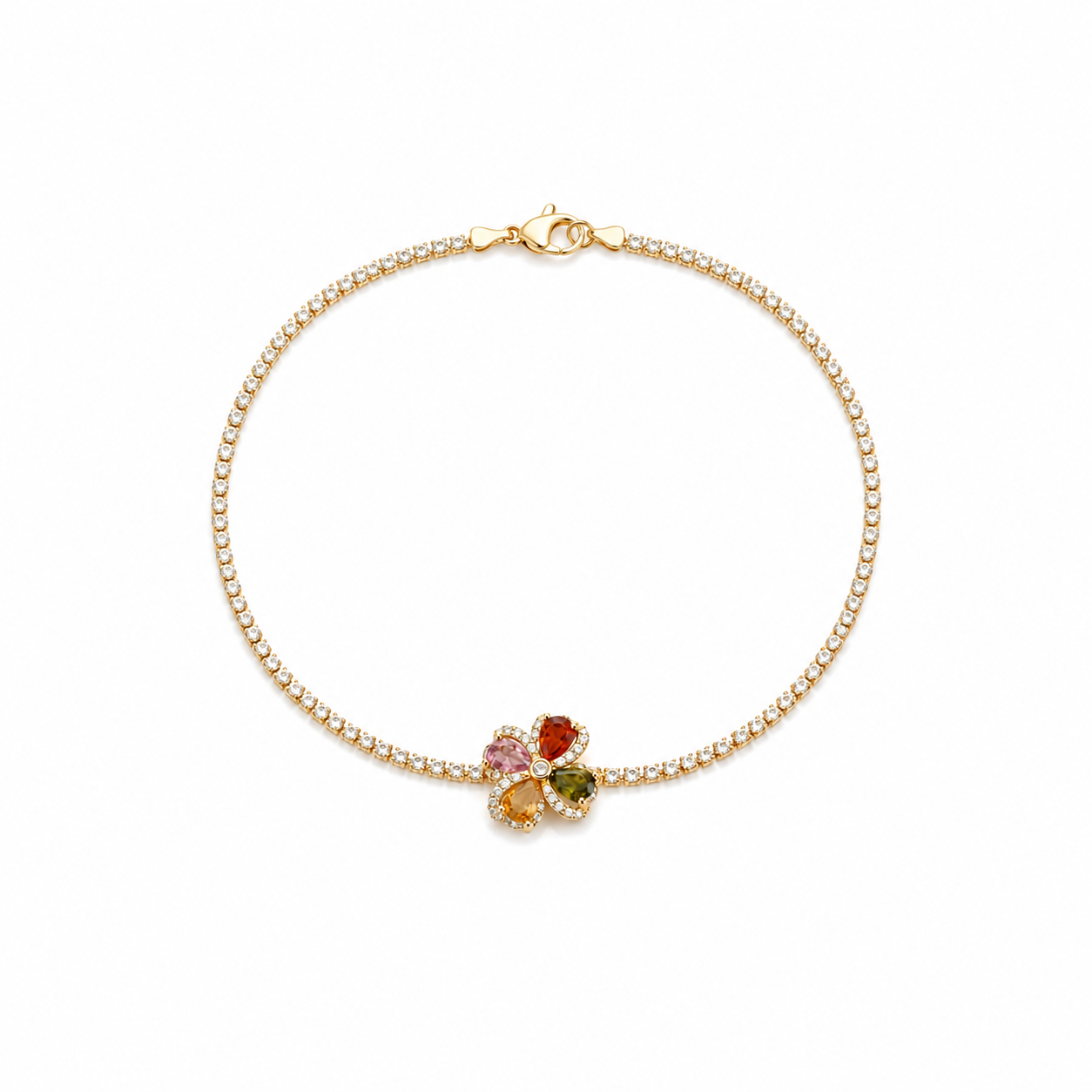 Zayla Rainbow Flower Tennis Bracelet