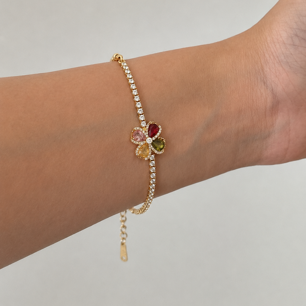 Zayla Rainbow Flower Tennis Bracelet