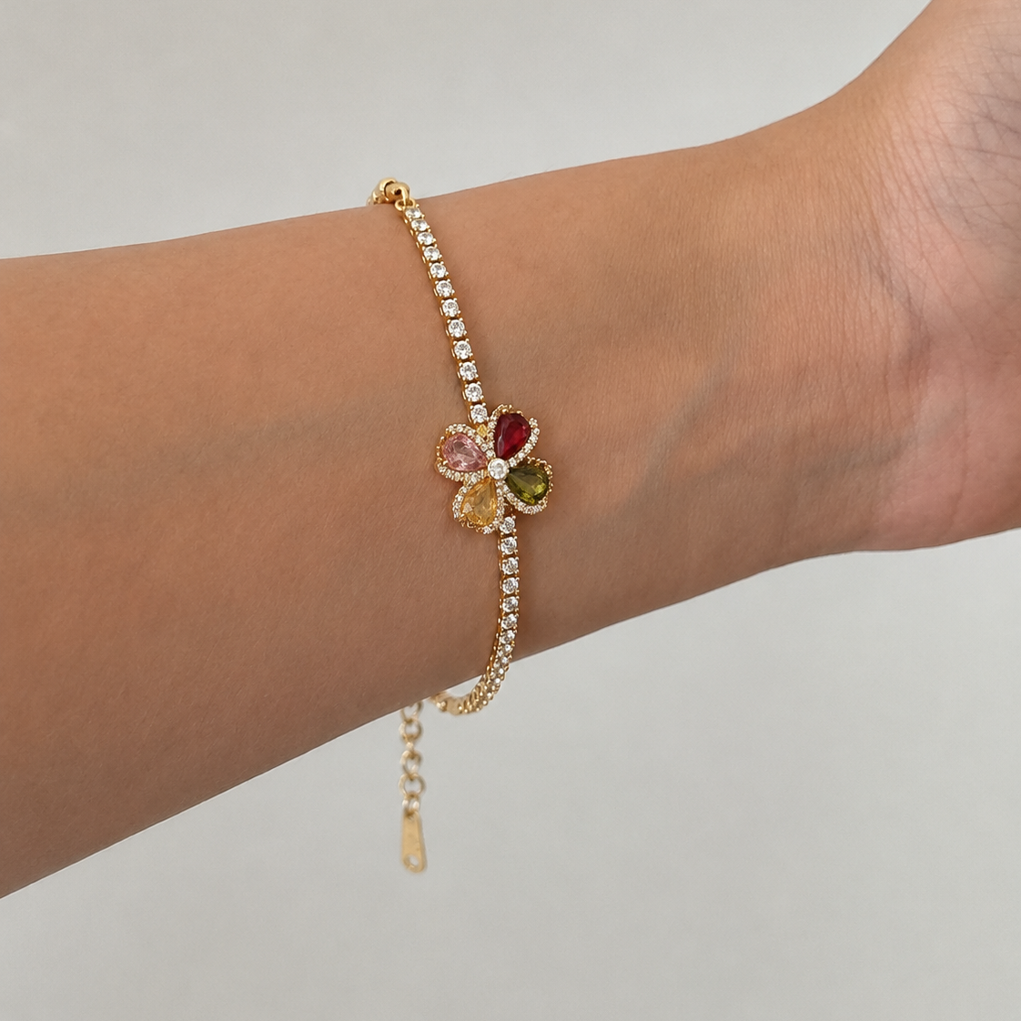 Zayla Rainbow Flower Tennis Bracelet