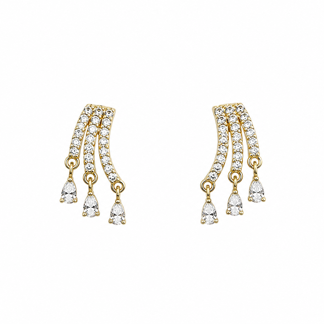 Valer Triple Curve Tassel Earrings