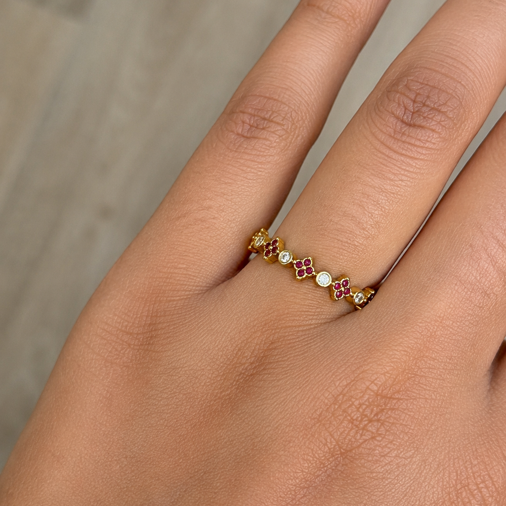 Revia Ruby Flower Ring