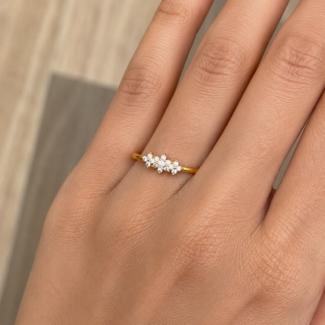 Elisse CZ Cluster Gold Plated Ring