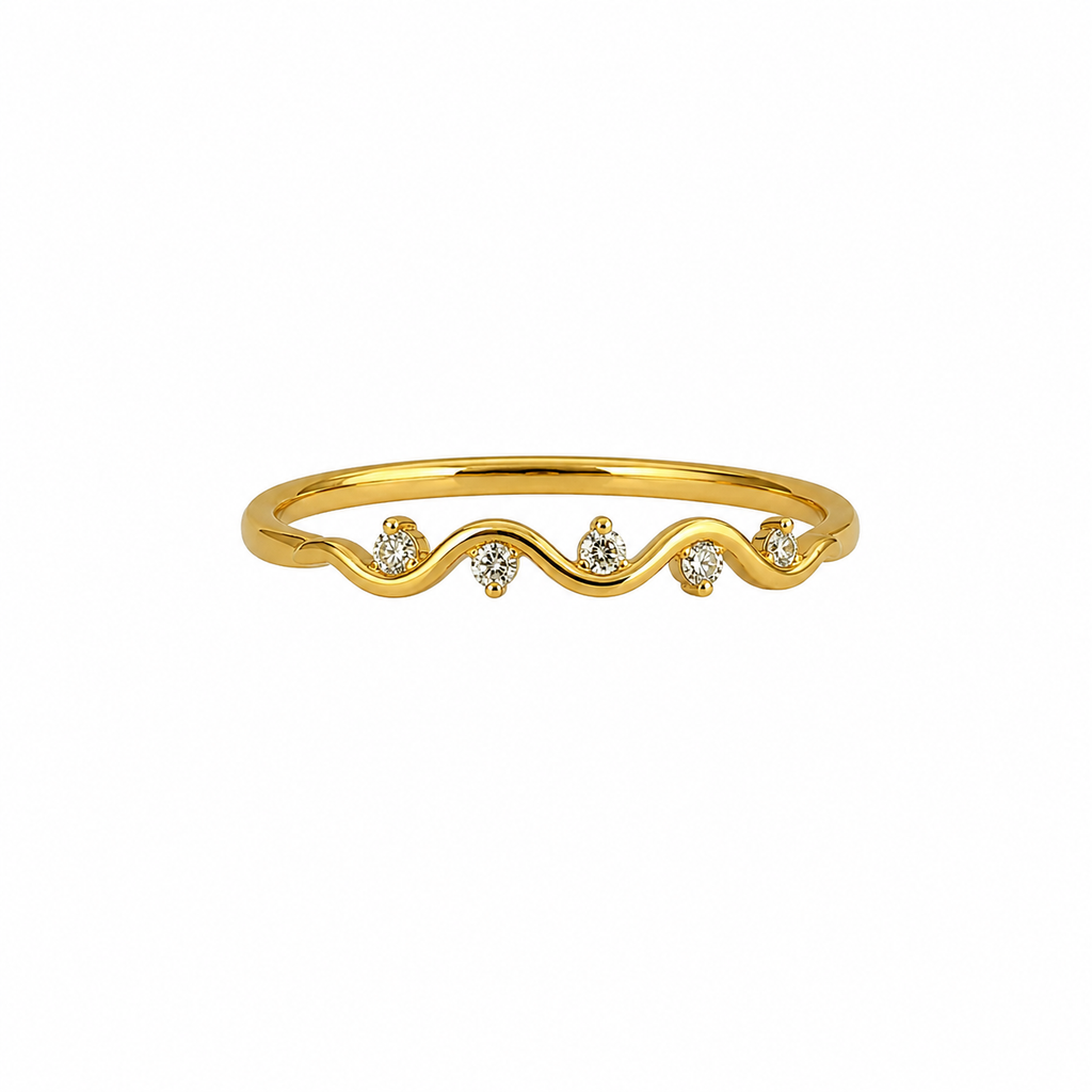 Kivara Minimalist Wave Cubic Zirconia Ring