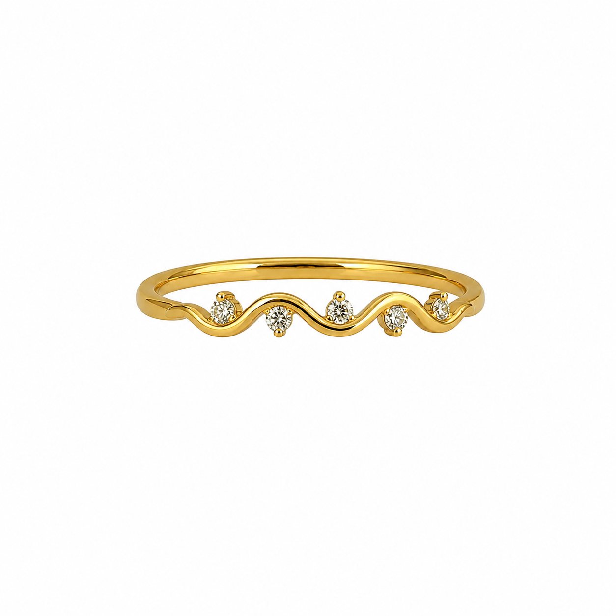 Kivara Minimalist Wave Cubic Zirconia Ring