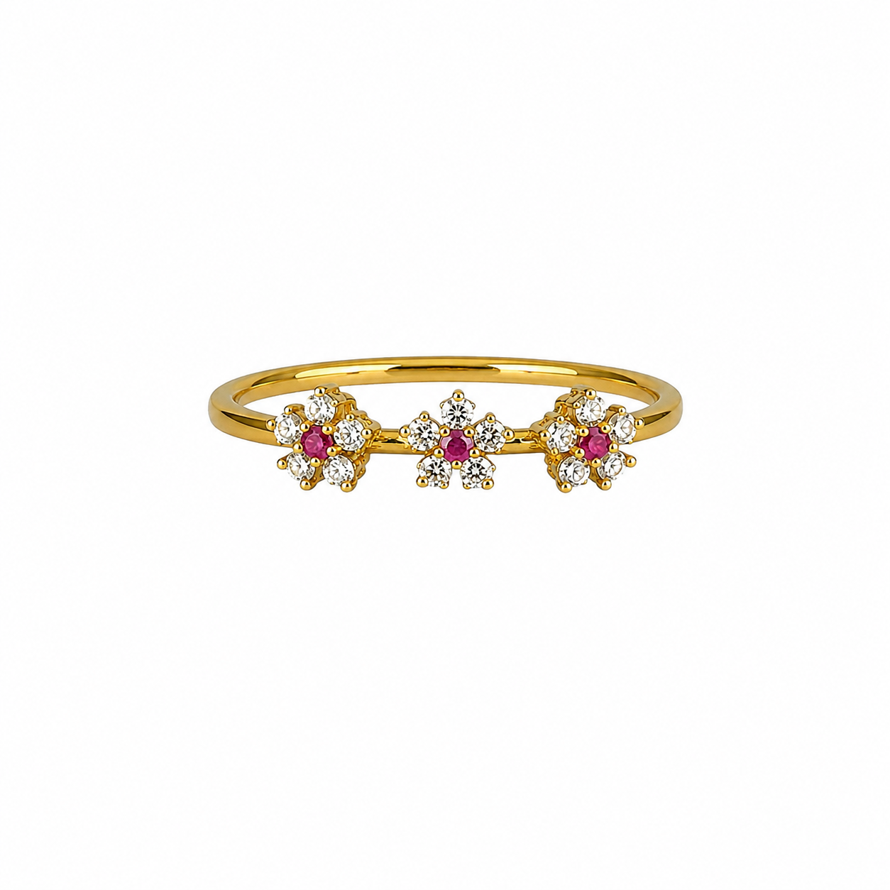 Cyrin Triple Ruby Flower Ring