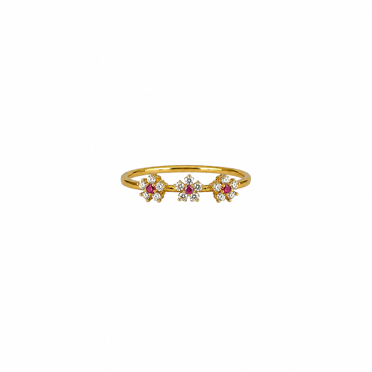 Cyrin Triple Ruby Flower Ring