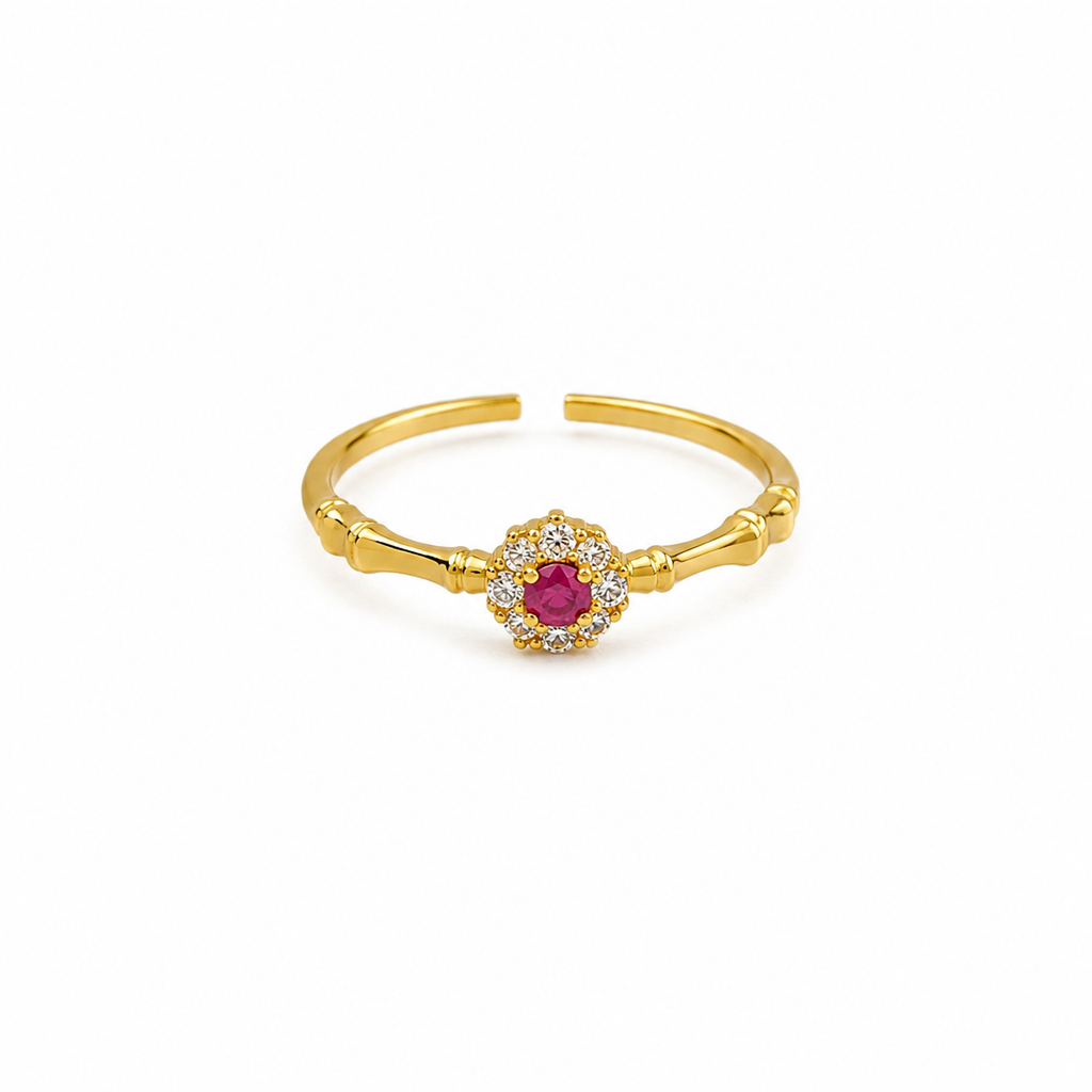 Velina Ruby Halo Adjustable Ring