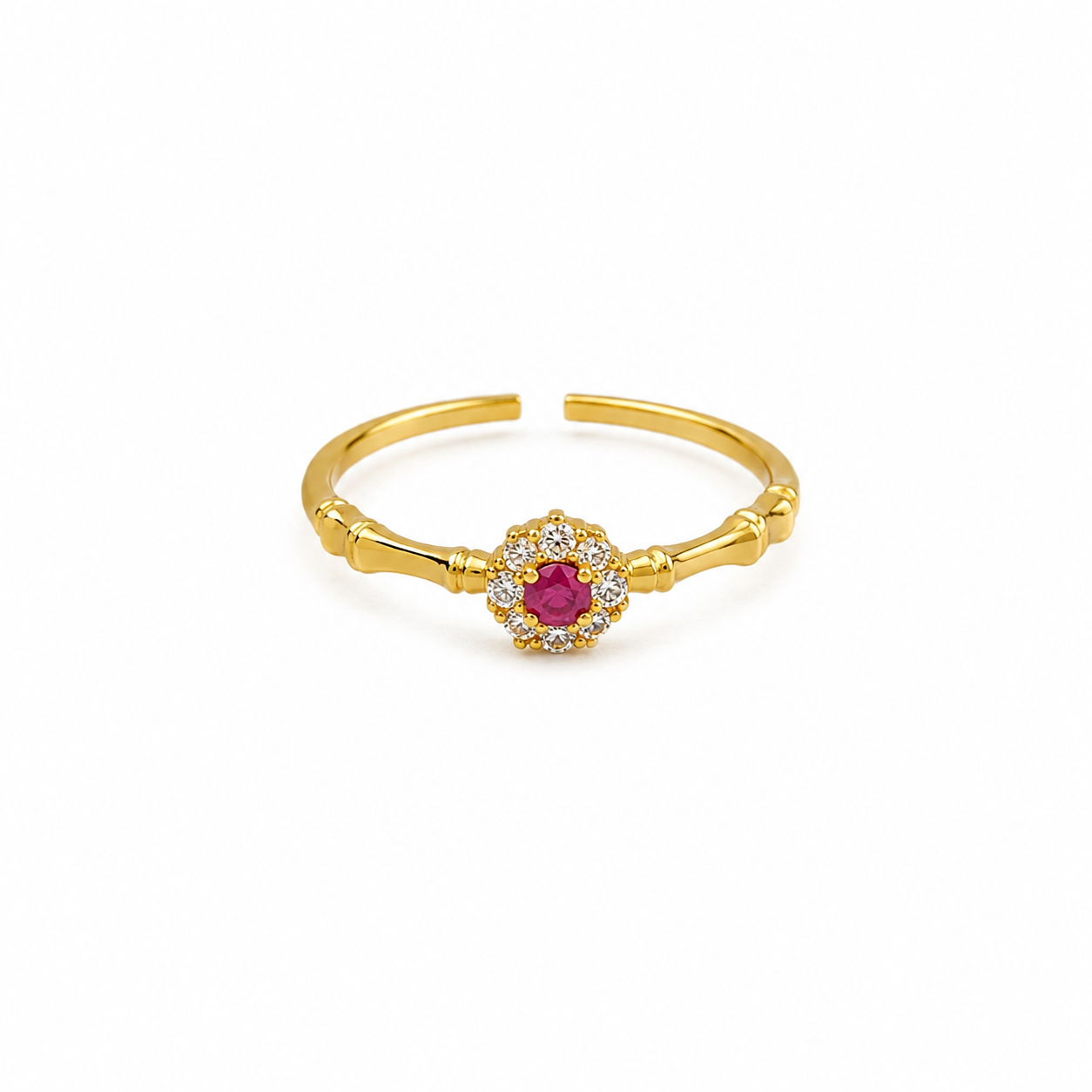 Velina Ruby Halo Adjustable Ring