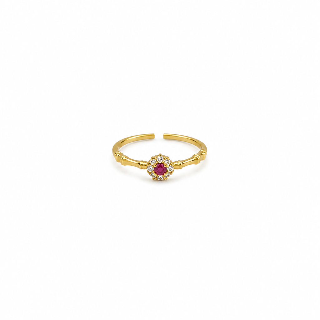 Velina Ruby Halo Adjustable Ring