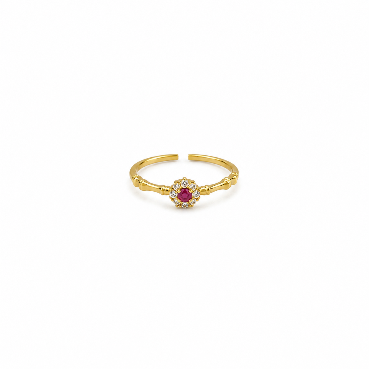 Velina Ruby Halo Adjustable Ring